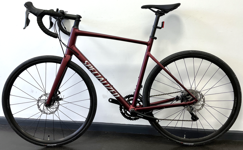 EX DISPLAY Specialized Allez E5 Disc Road Bike 58 2023 in Maroon/Silver Dust-1